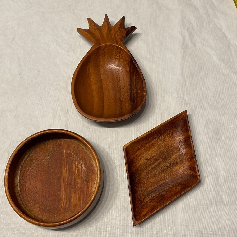Wooden vintage snack bowls made in the Philippines. Boho